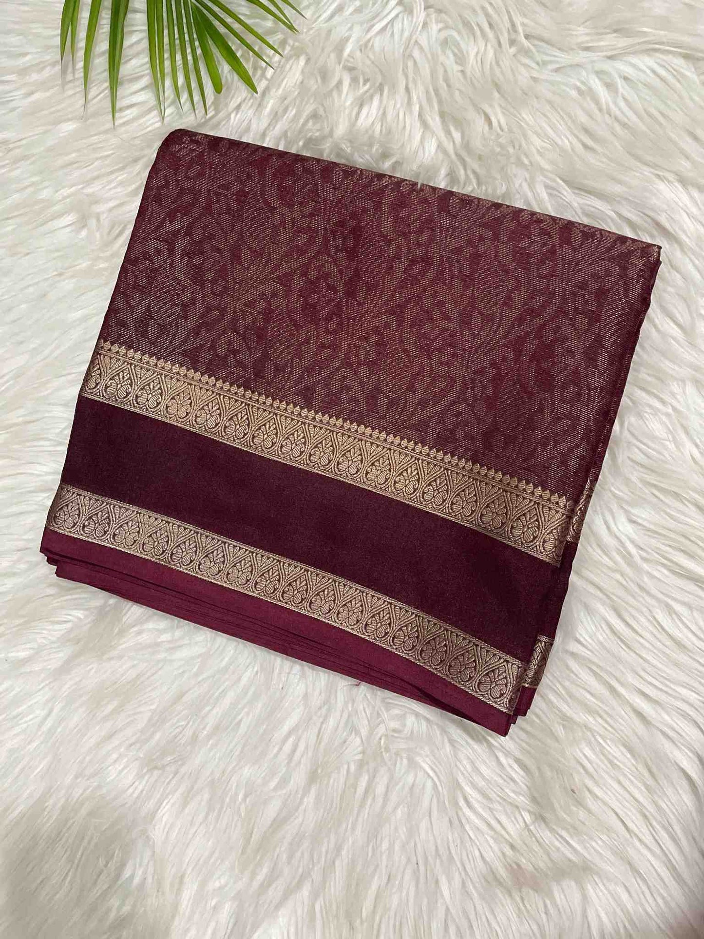 Brinjal Brown Crystal Crepe Saree