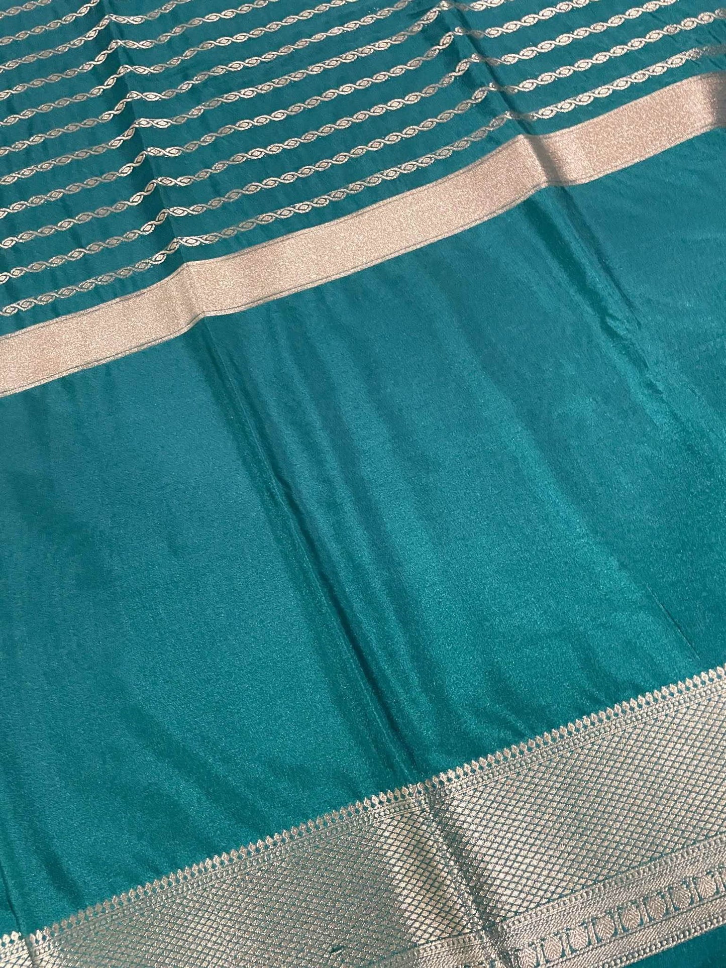Green Semi Silk Lines Saree