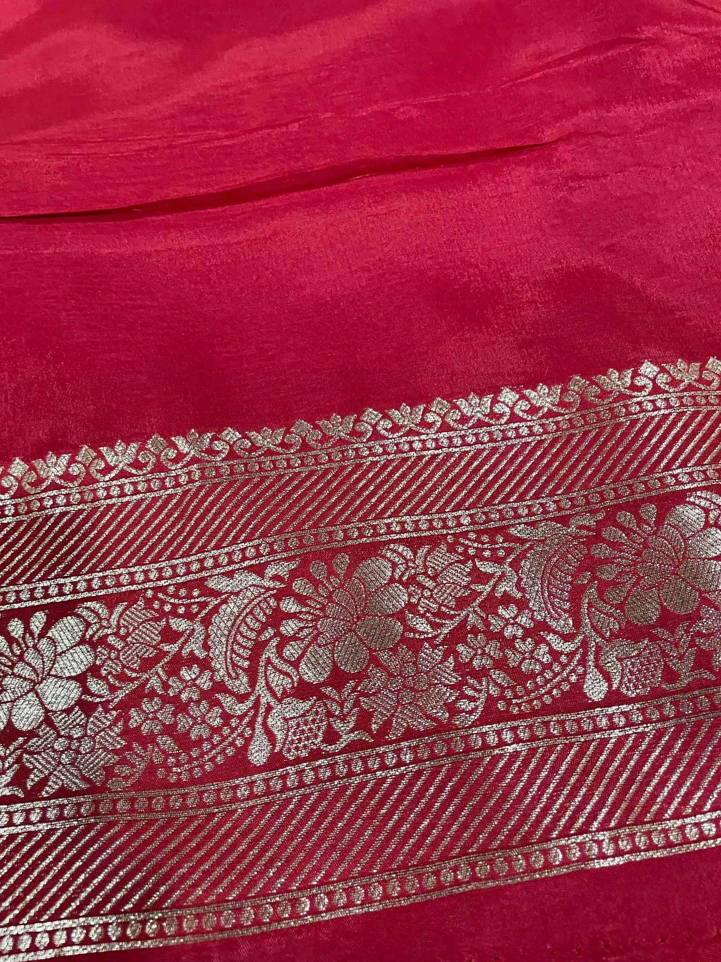 Red Flower Viscose Crepe Saree