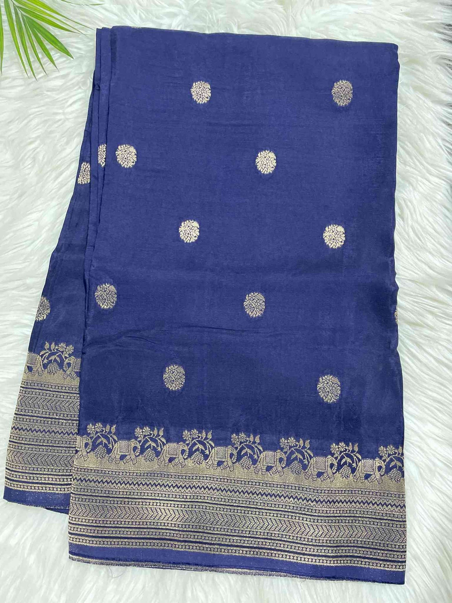 Dark Blue Mashru Silk Saree