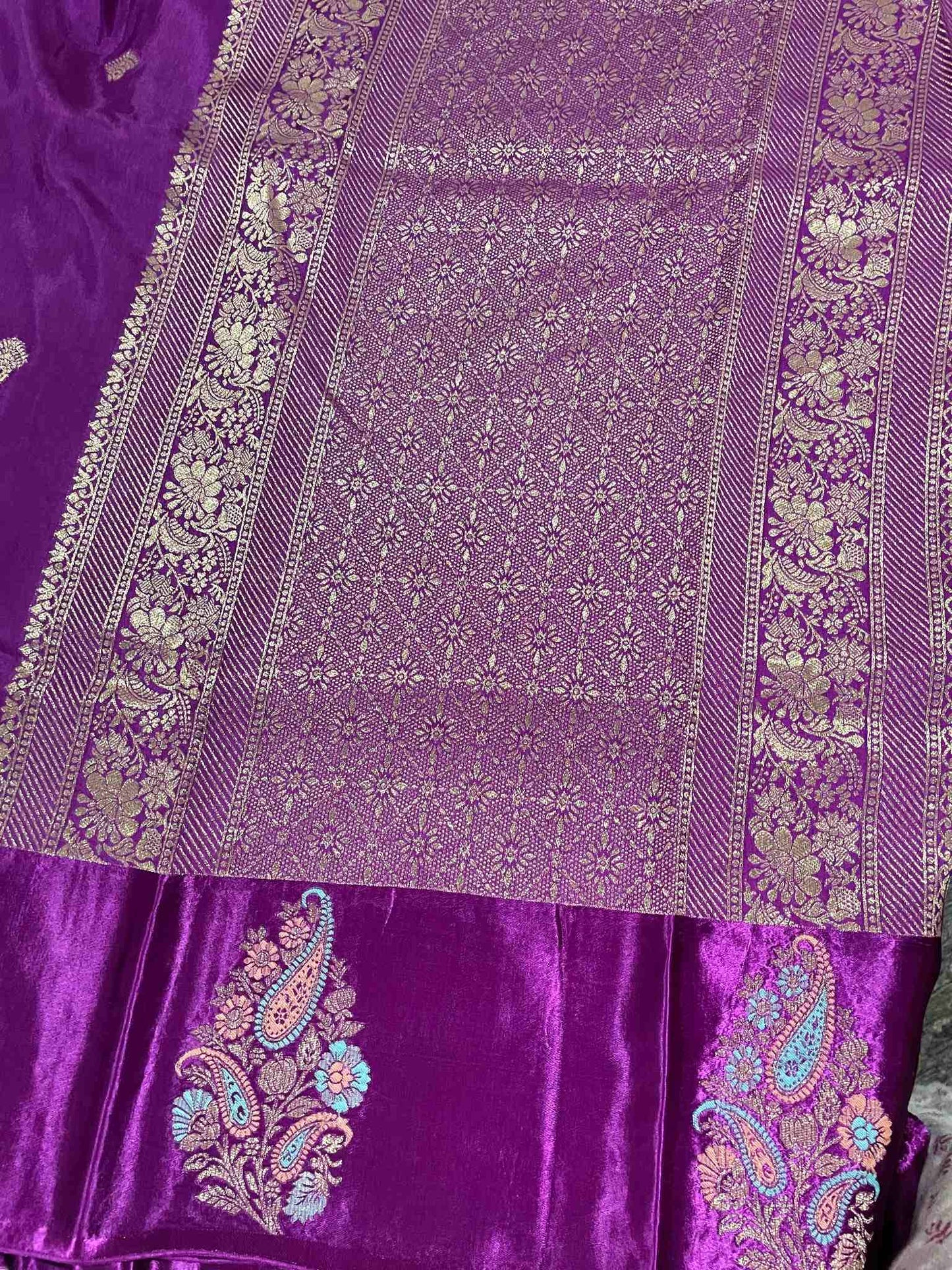 Megenta Pink Flower Viscose Crepe Saree