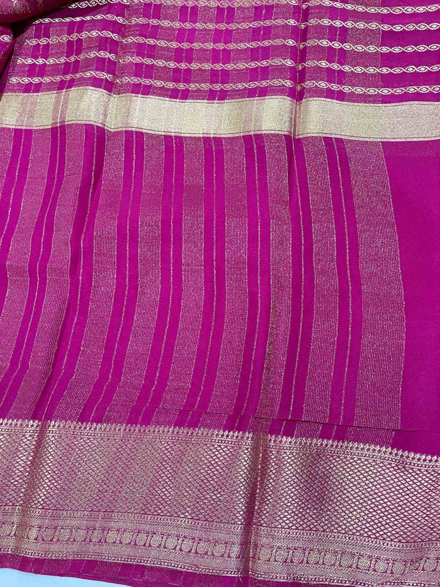 Pink Semi Crape Lines Saree
