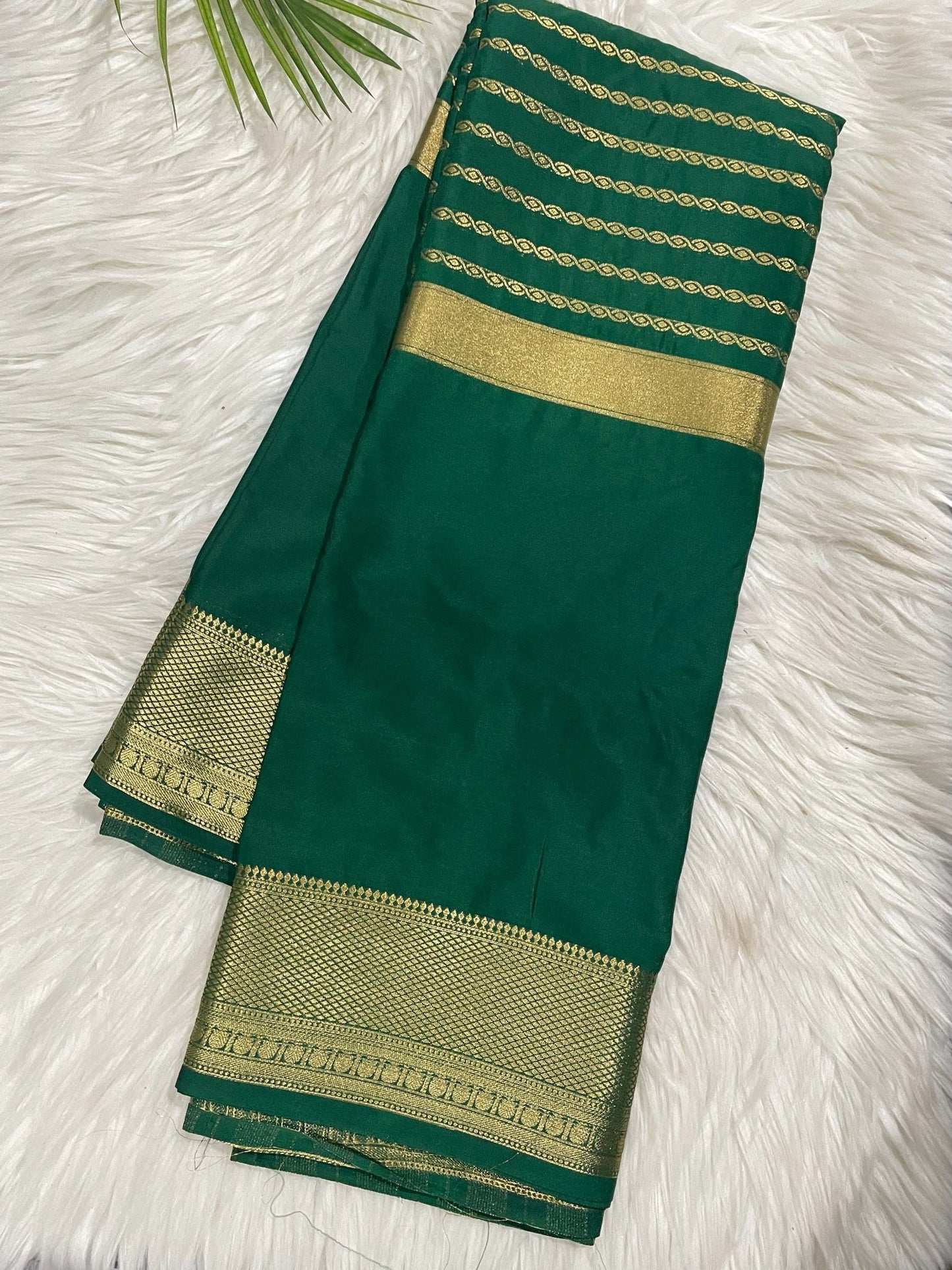 Green Semi Silk Lines Saree