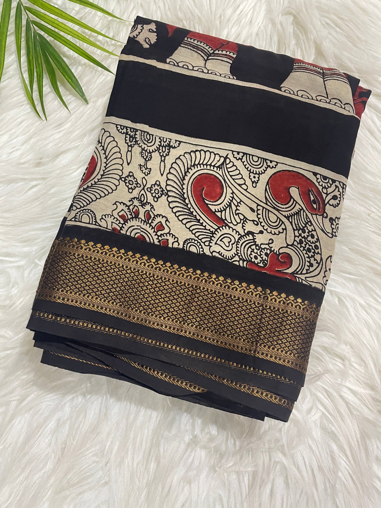 Black and Red Kalamkari Saree