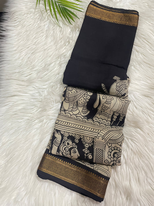 Black Kalamkari Saree