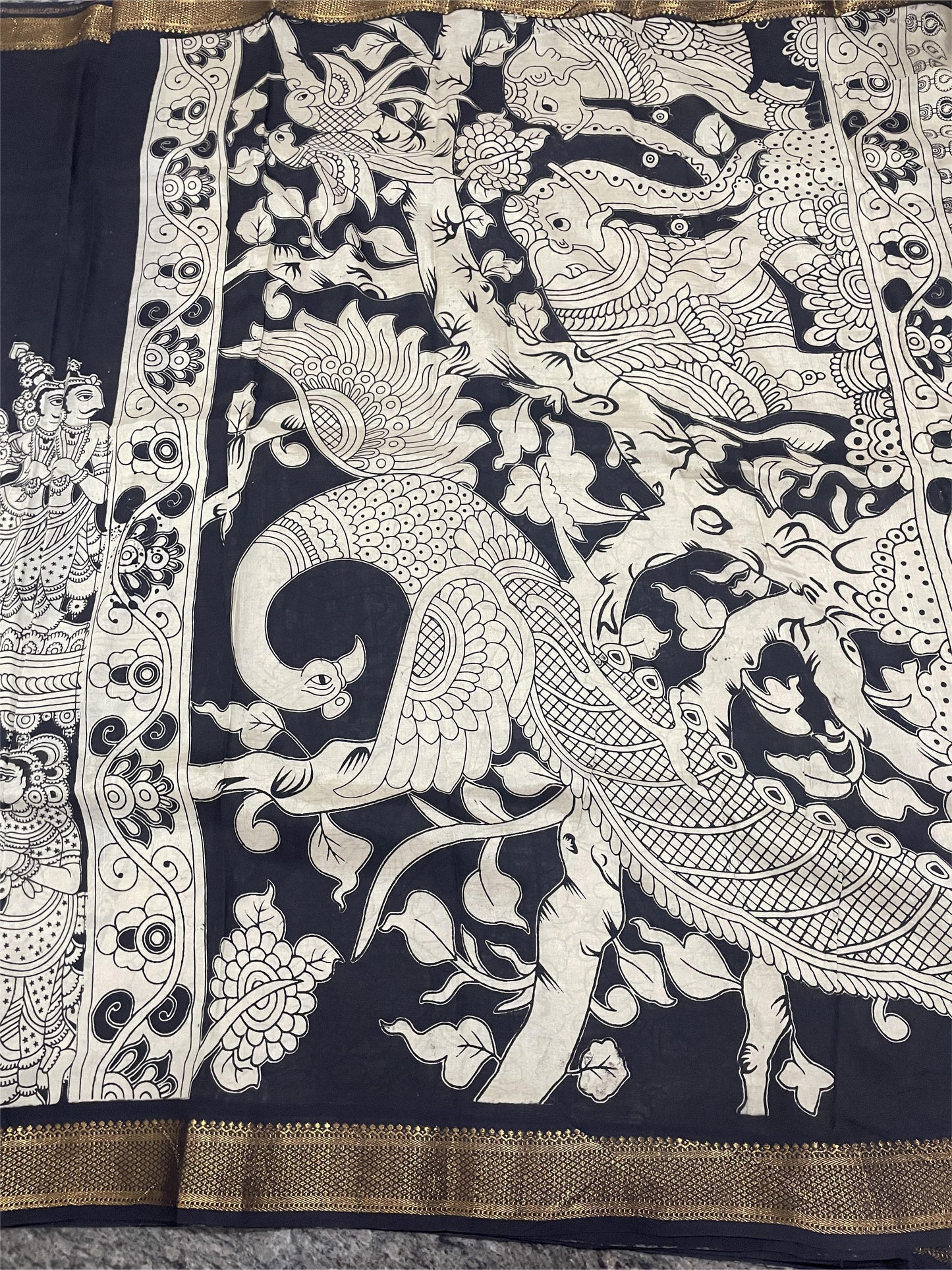 Black Kalamkari Saree