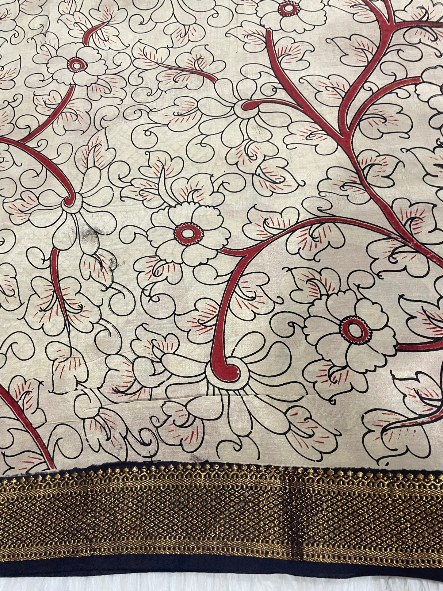Black and Red Kalamkari Saree