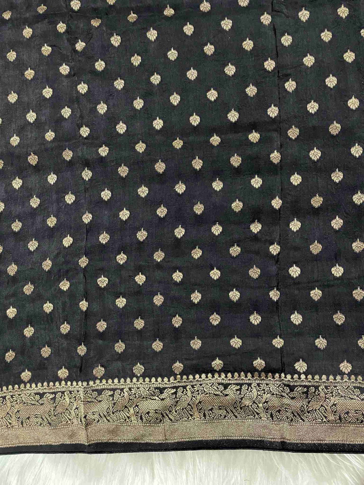Flower Ajrakh Dola Silk Saree