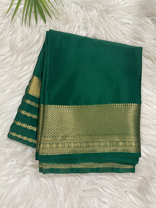 Green Semi Silk Lines Saree