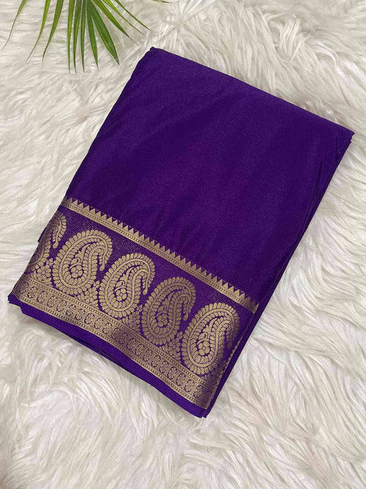 Purple Semi Crepe Saree