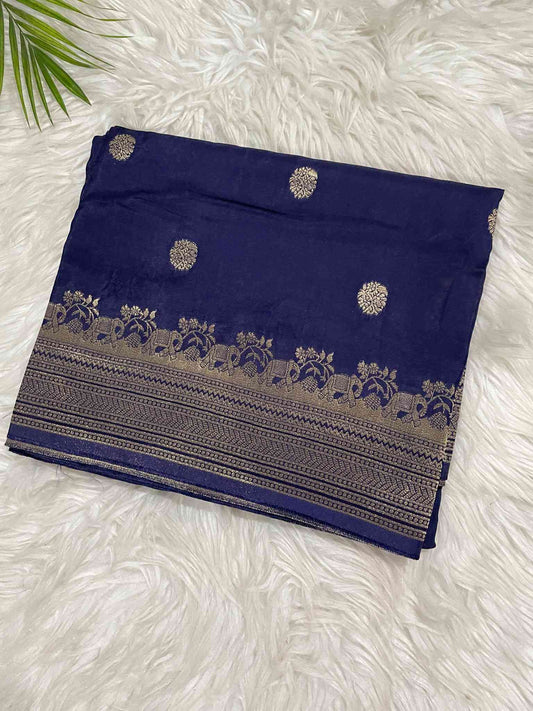Dark Blue Mashru Silk Saree