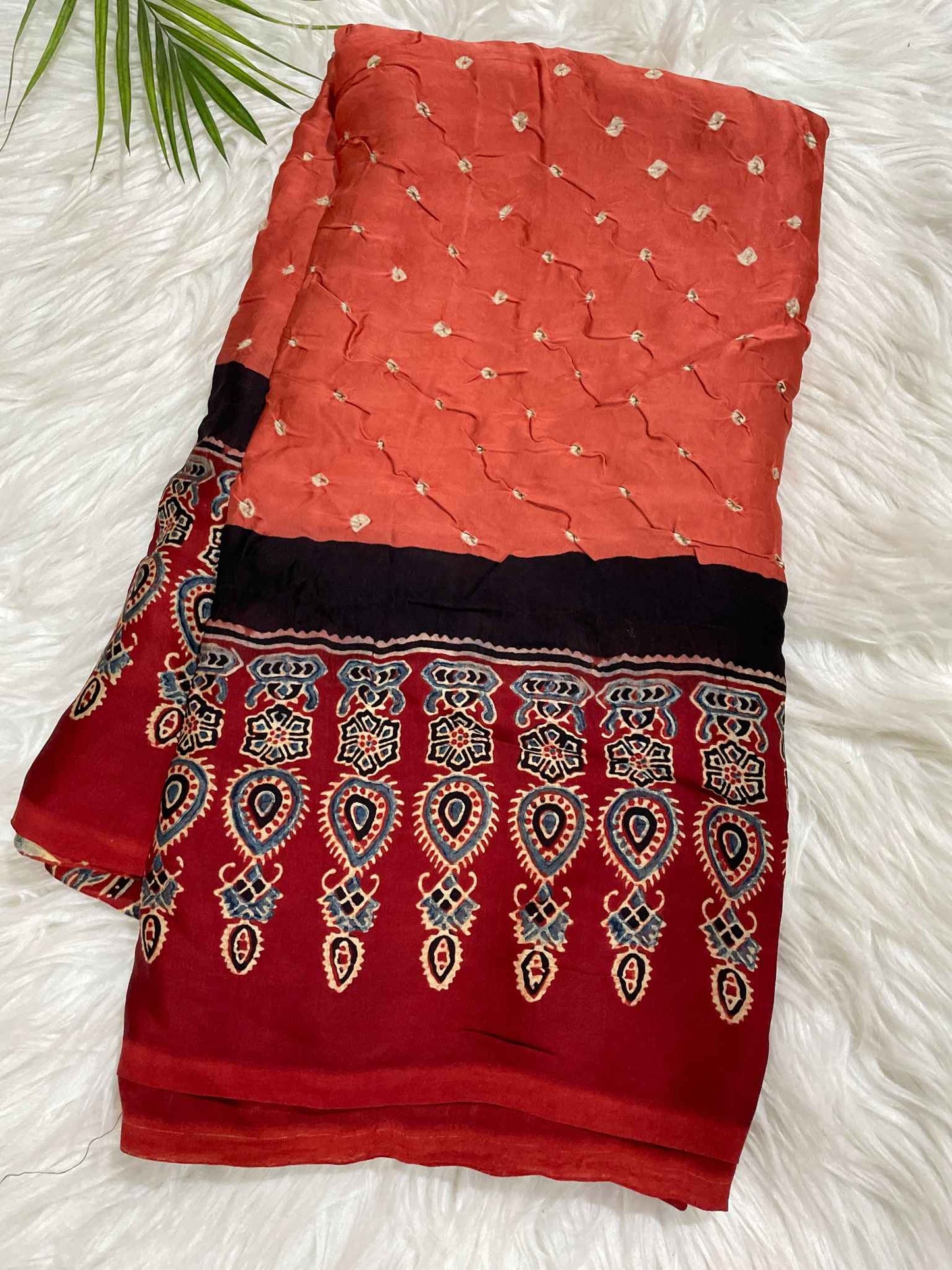Peach Bandini Saree