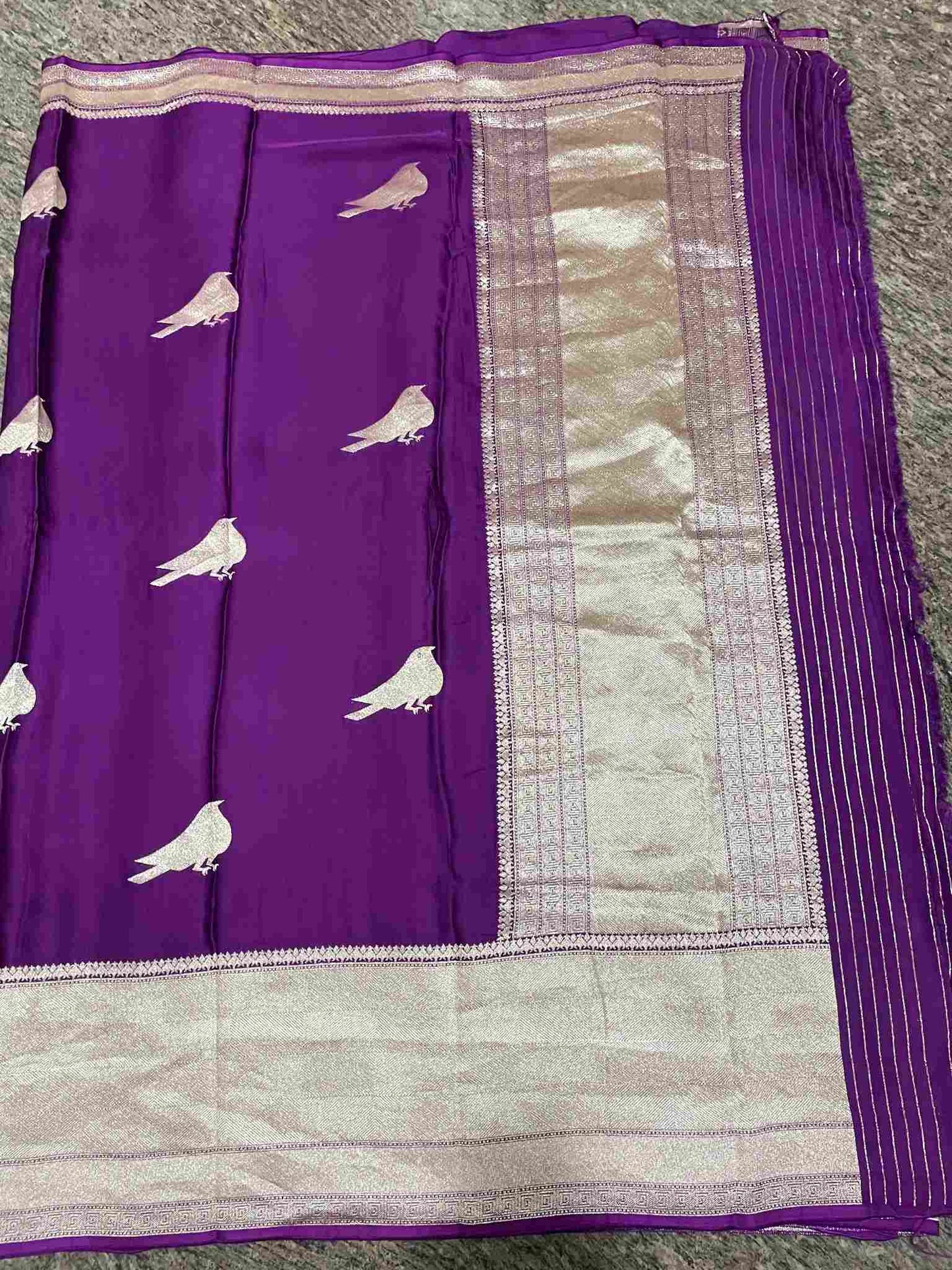 Purple Sparrow Satin Silk Saree