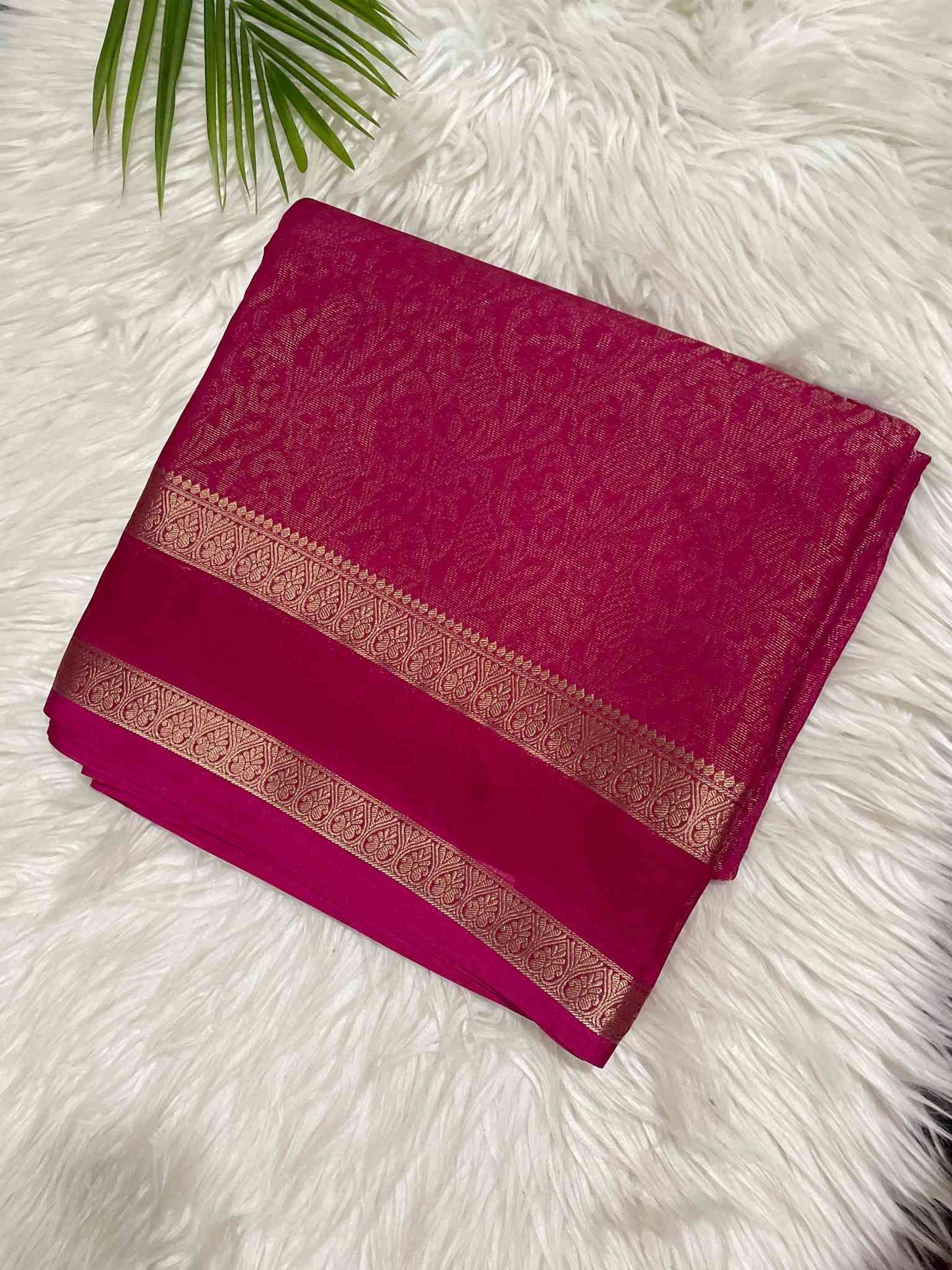 Pink Crystal Crepe Saree