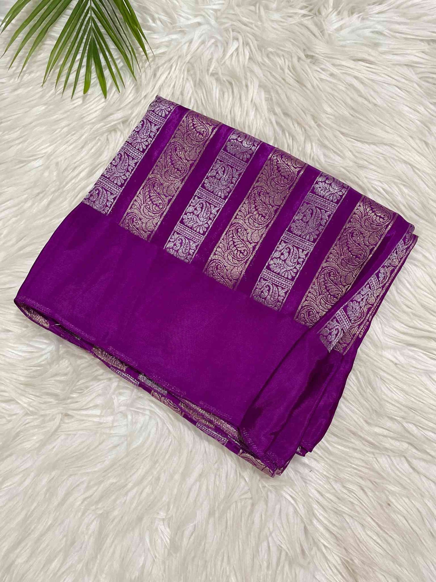 Megenta Pink Viscose Crape Saree