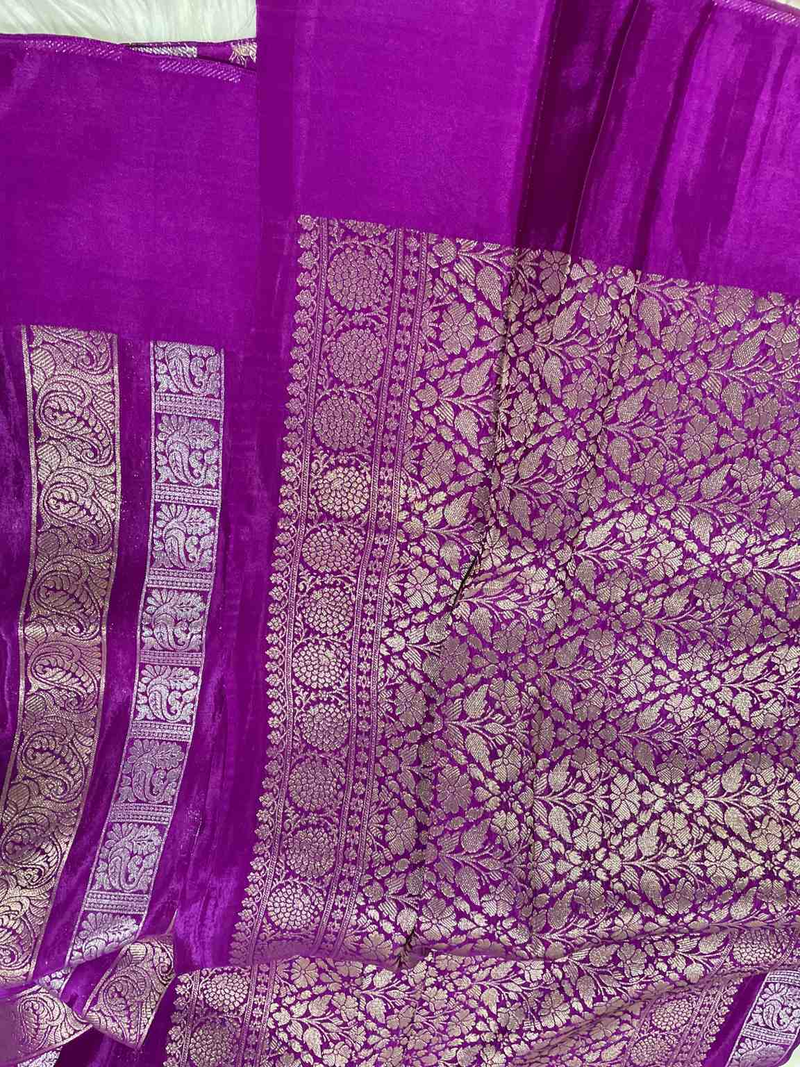 Megenta Pink Viscose Crape Saree