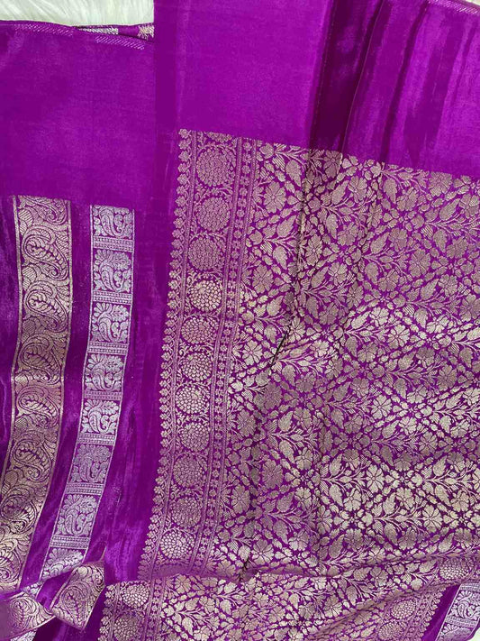 Megenta Pink Viscose Crape Saree