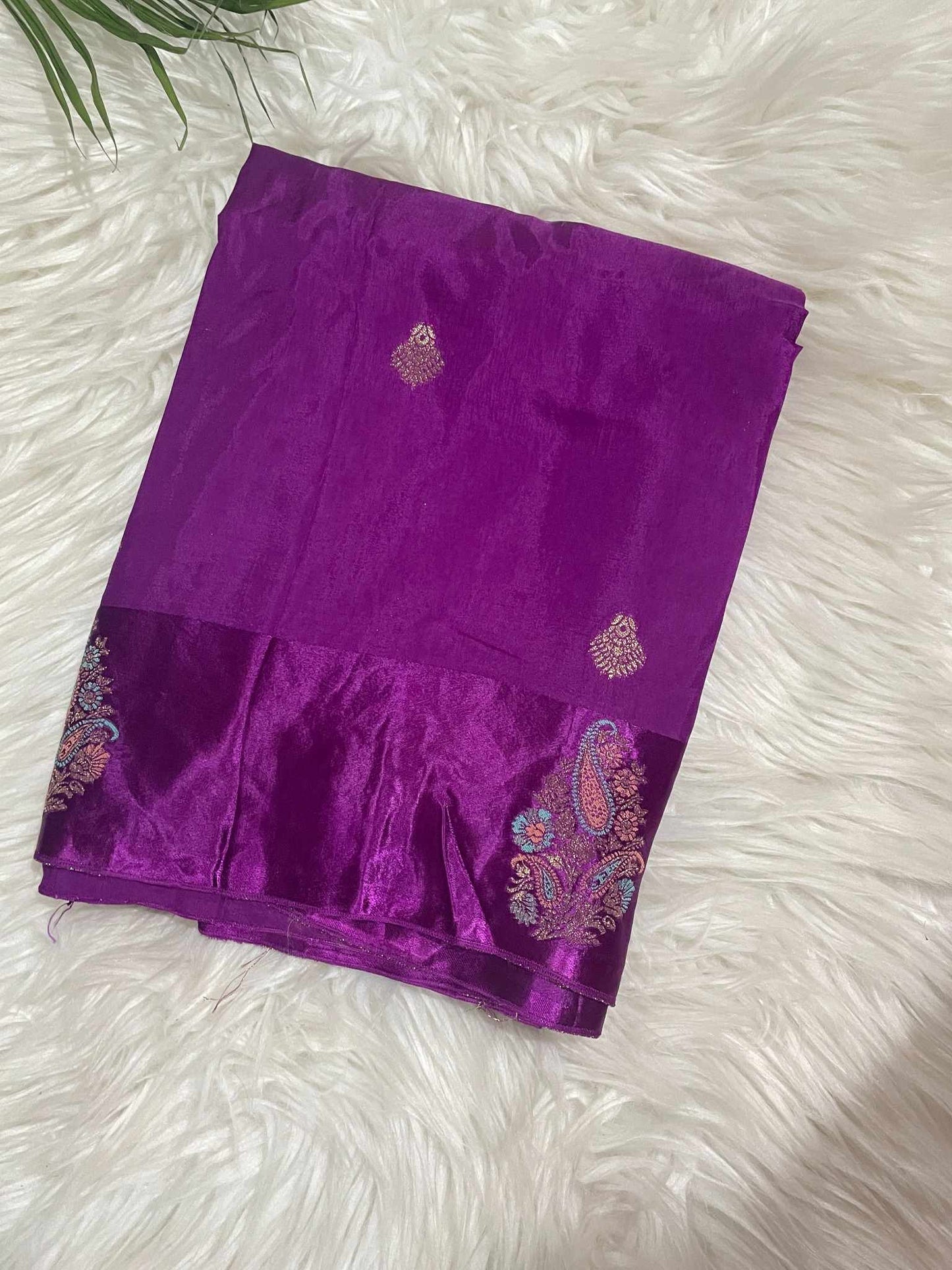 Megenta Pink Flower Viscose Crepe Saree