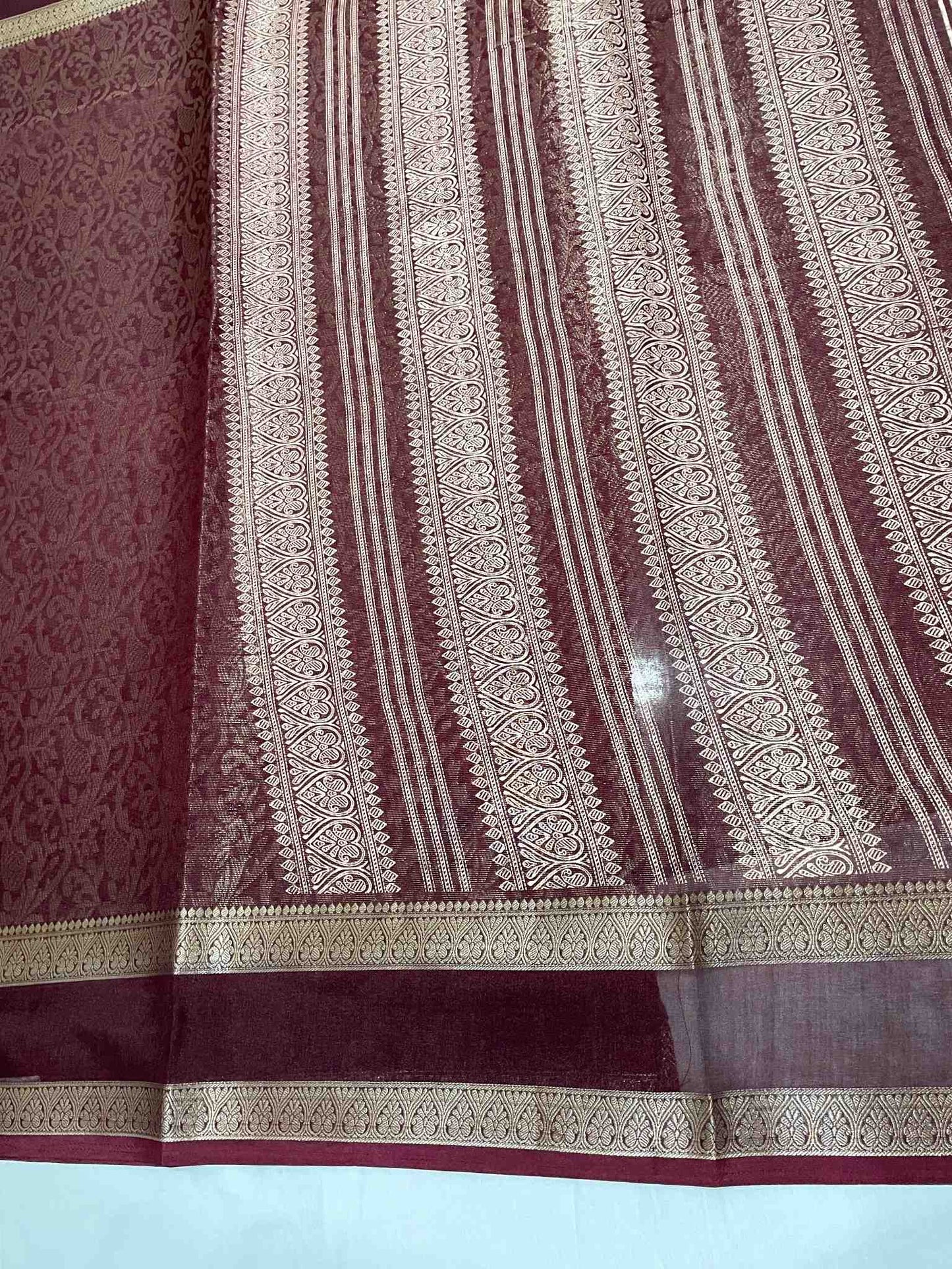 Brinjal Brown Crystal Crepe Saree