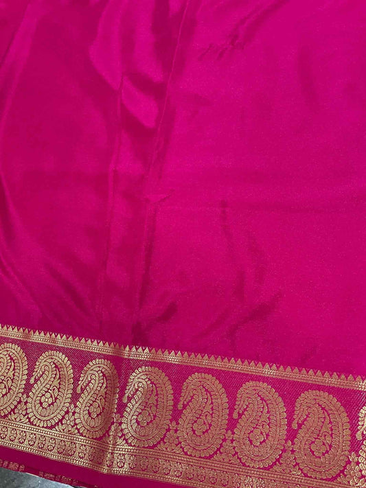 Pink Mango border Semi Silk Saree