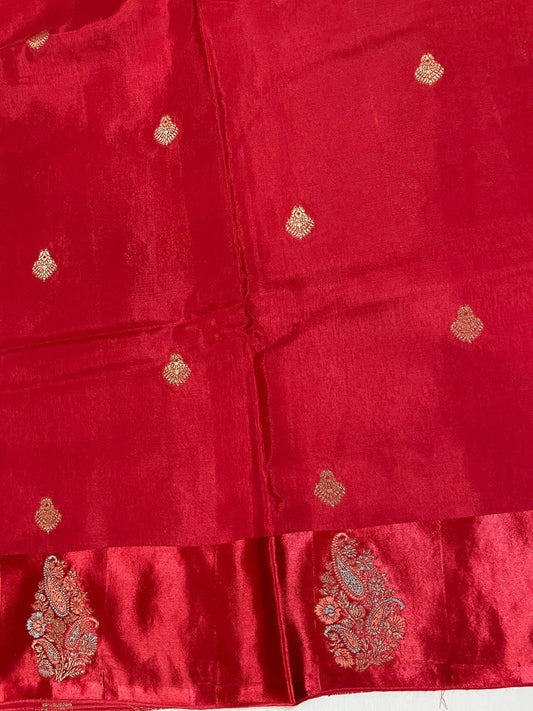 Red Flower Viscose Crepe Saree