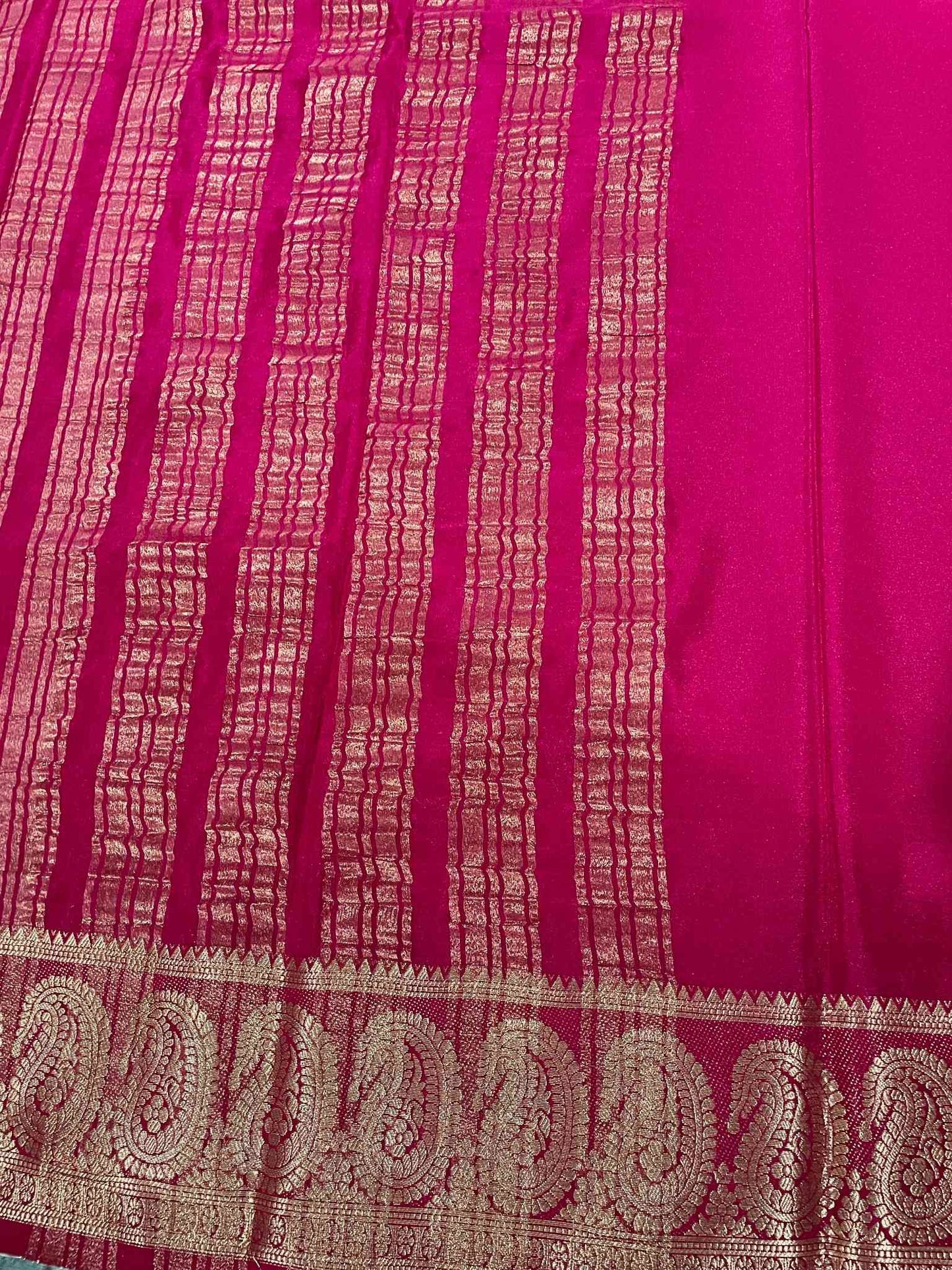 Pink Mango border Semi Silk Saree