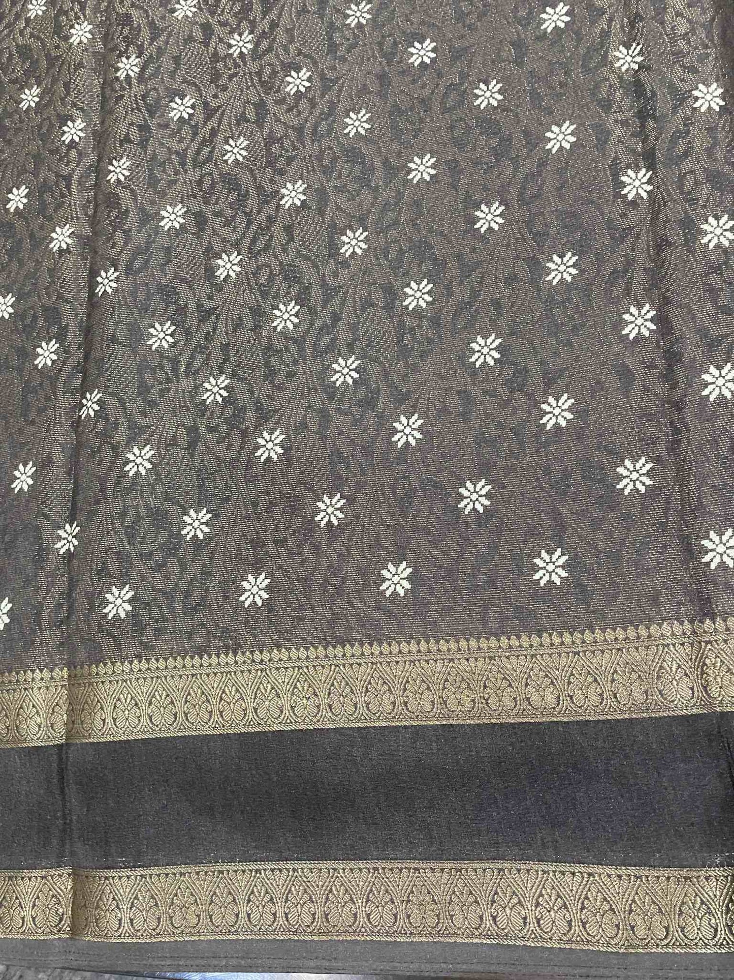 Brown Crystal Crepe Saree