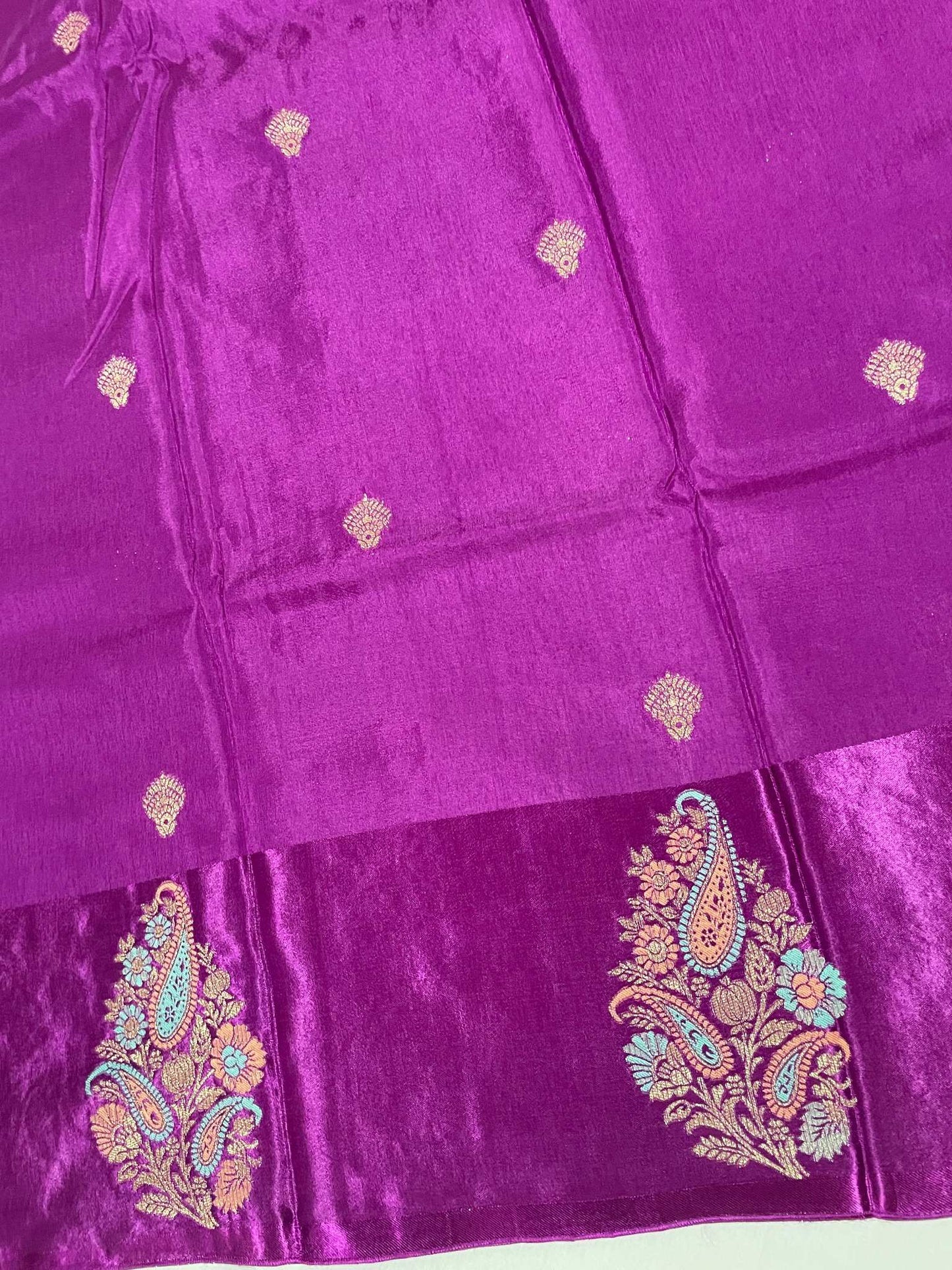Megenta Pink Flower Viscose Crepe Saree