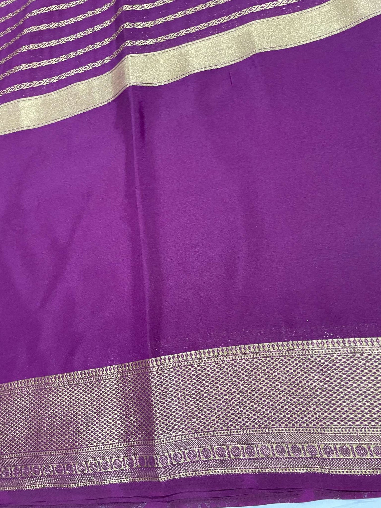 Purple Semi Crepe Lines Saree