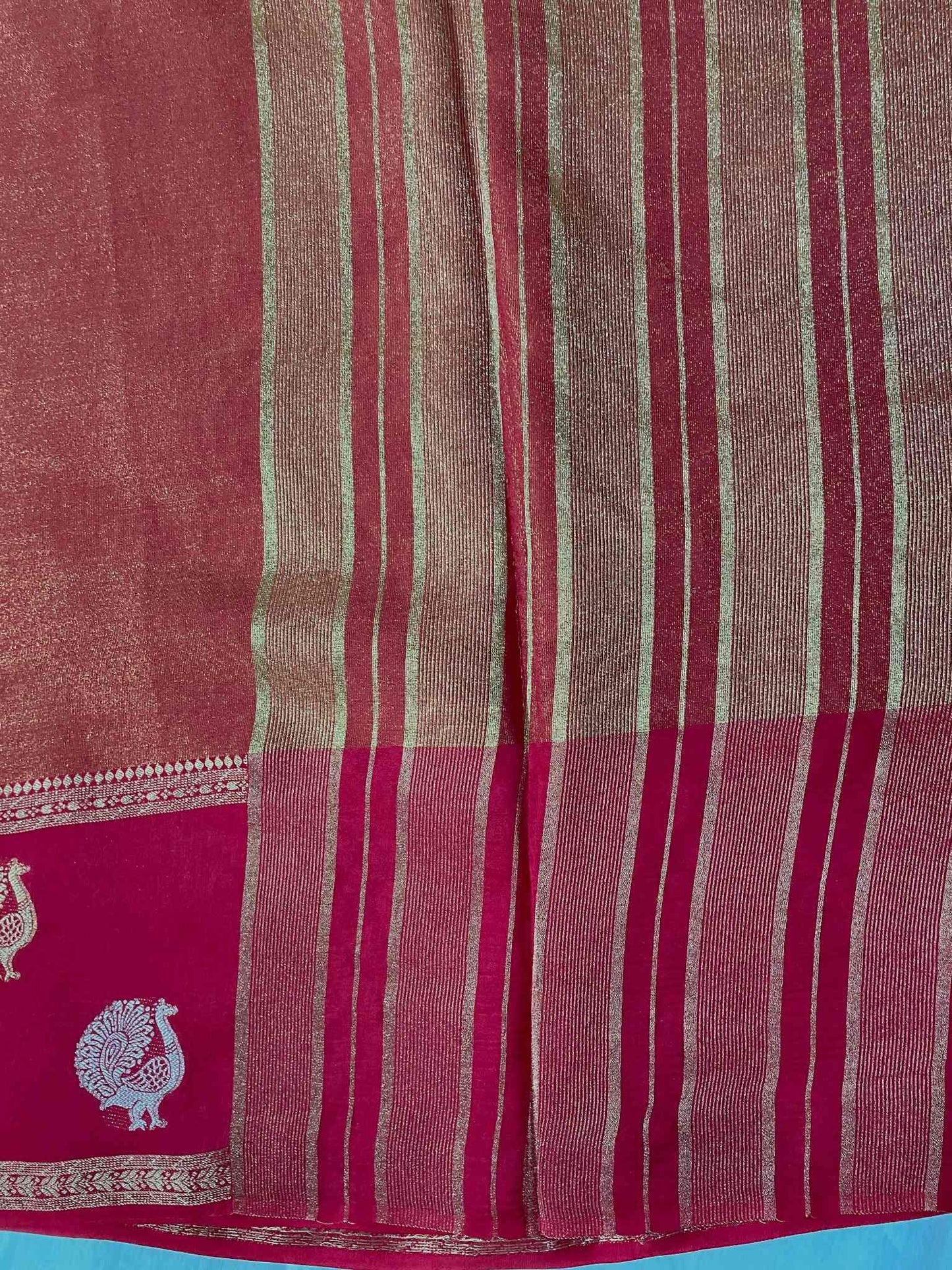 Red Peacock Viscose Crepe Saree