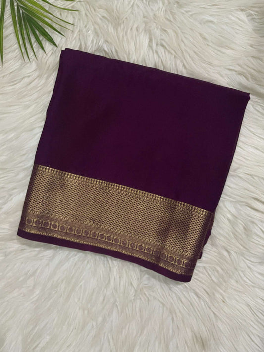 Purple Semi Crepe Lines Saree