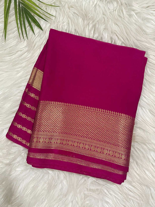 Pink Semi Crape Lines Saree