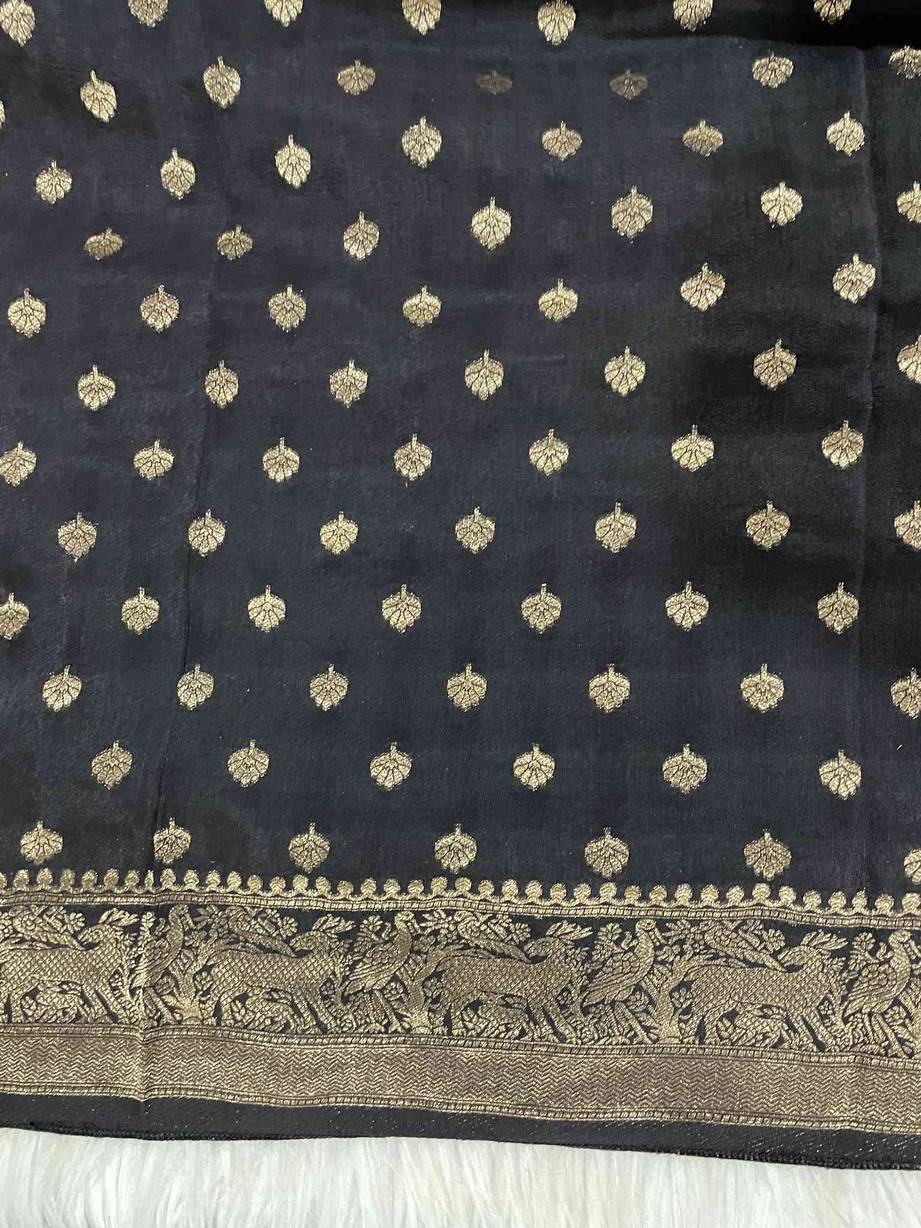 Coconut Stripes Ajrakh Saree