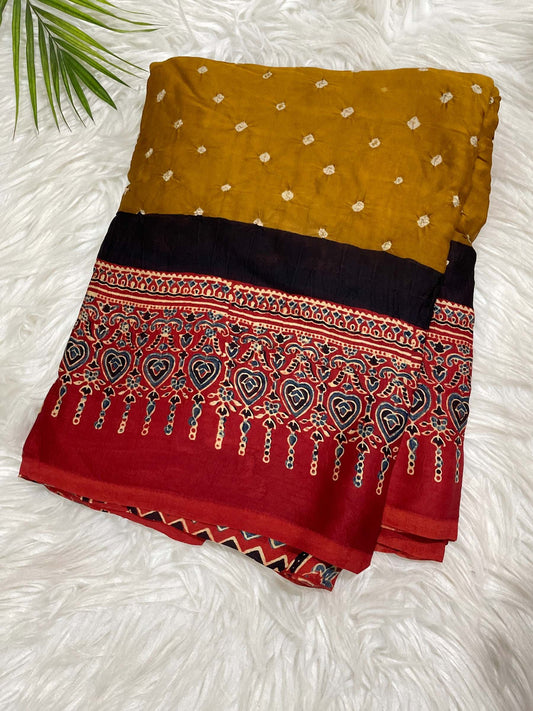 Mustard Yellow Bandini Saree