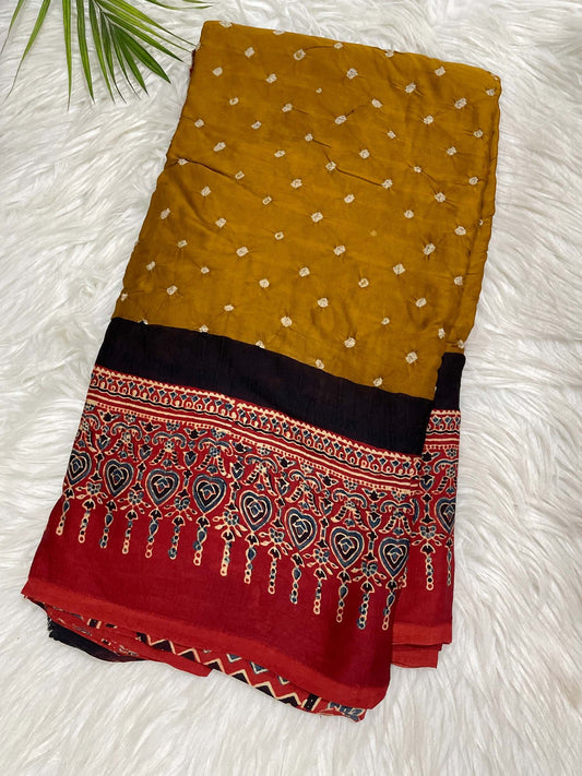 Mustard Yellow Bandini Saree